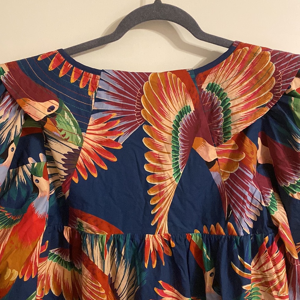 Farm Rio Navy Toucan Puff-Sleeve Midi Dress - Picture 16 of 16